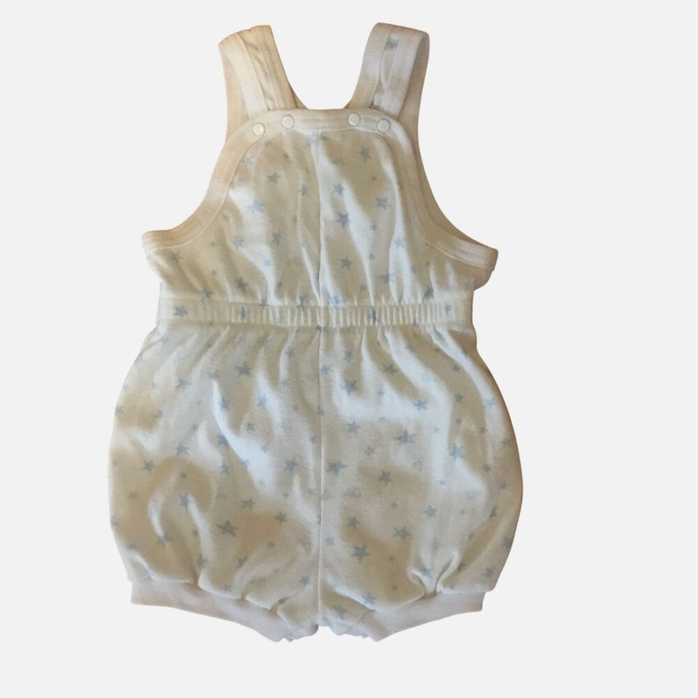 BABY DIOR Vintage Baby Romper 24M White Blue Star Overalls USA 27–30 lbs VBC - Picture 2 of 5